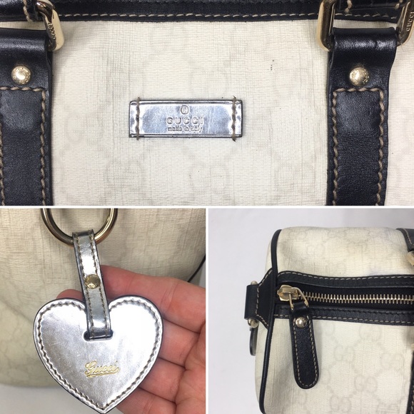 Authentic Gucci white Boston satchel bag coated canvas - Picture 11 of 16